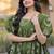 Green digital printed cotton stitched kurti for women