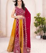 Rani Pink Color Sequins and Treads Embroidery Work Silk Lahenga Choli Set