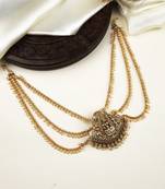  designer temple padlakshmi hair brooch with pearl chain