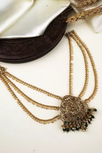  antique gold plated laxmi jada billai with mattal