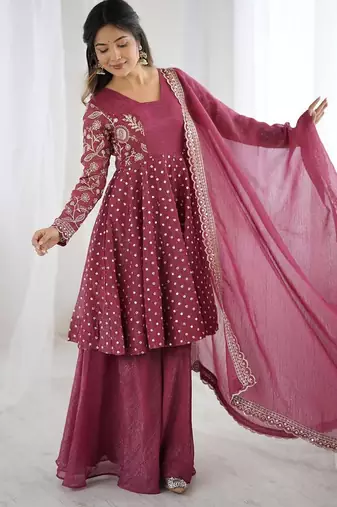 pink embroidered ethnic suit