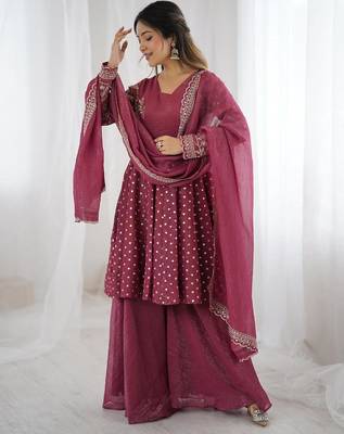 pink embroidered ethnic suit 2