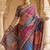 Multi Color Mirror work And Piping Saree Border and ajarakh PrintRoman Silk