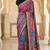 Multi Color Mirror work And Piping Saree Border and ajarakh PrintRoman Silk