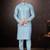 Men's semi silk straight sky blue kurta set