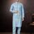 Men's semi silk straight sky blue kurta set