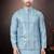 Men's semi silk straight sky blue kurta set