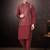 Men's semi silk straight maroon kurta set