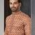 Men's chikankari with digital print straight brown kurta set