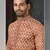 Men's chikankari with digital print straight brown kurta set