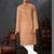 Men's chikankari with digital print straight brown kurta set