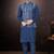 Men's semi silk straight navy blue kurta set