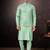 Men's semi silk straight teal green kurta set
