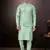 Men's semi silk straight teal green kurta set