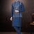 Men's semi silk straight navy blue kurta set