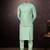 Men's semi silk straight teal green kurta set