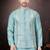 Men's semi silk straight sky blue kurta set