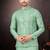 Men's semi silk straight teal green kurta set