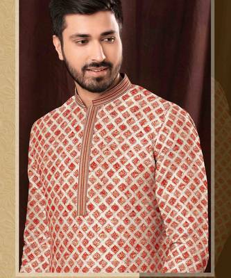 Men's chikankari with digital print straight multi kurta set 2