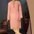 Men's poly jaquard straight peach kurta set