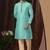 Men's poly jaquard straight sea green kurta set