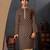Men's poly jaquard straight brown kurta set
