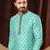 Men's poly jaquard straight sea green kurta set