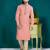 Men's poly jacquard straight peach kurta set