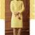 Men's poly jacquard straight light yellow kurta set