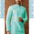 Men's poly jacquard straight sea green kurta set