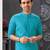 Men's poly cotton straight firozi kurta set