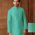 Men's poly jaquard straight sea green kurta set