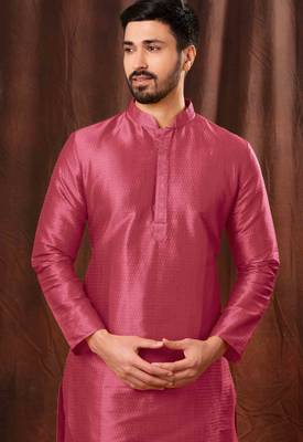 Men's poly jaquard straight rani kurta set 2