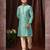 Men's self jacquard straight c green kurta set