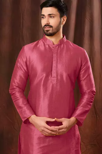 Men's poly jaquard straight rani kurta set
