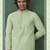Men's self jacquard straight c green kurta set