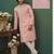 Men's self jacquard straight light pink kurta set