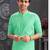 Men's poly cotton straight c green kurta set
