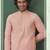 Men's self jacquard straight light pink kurta set