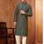 Men's poly  straight dark green kurta set