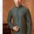 Men's poly  straight dark green kurta set