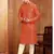 Men's poly  straight rust kurta set