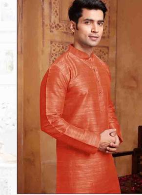 Men's poly straight rust kurta set 2