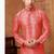 Men's poly  straight peach kurta set