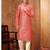 Men's poly  straight peach kurta set
