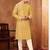 Men's poly  straight golden yellow kurta set
