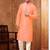Men's poly  straight orange kurta set