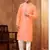 Men's poly  straight orange kurta set