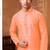 Men's poly  straight orange kurta set