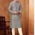Men's poly  straight grey kurta set